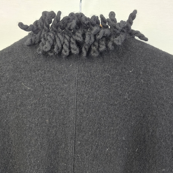 Talbots Black Fluffy 100% Boiled Wool Fringe Cardigan size XL - Picture 12 of 13